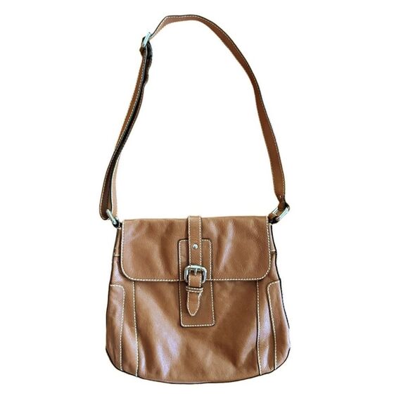 FOSSIL Womens Explorer Messenger Brown Distressed Leather Medium Fold Over Bag - Picture 1 of 8